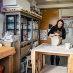 Meghan Downs at work in her studio 2019